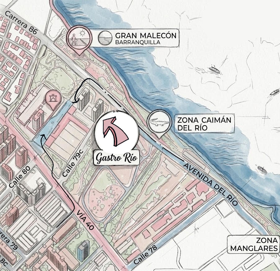 Plano del Gran Malecón de Barranquilla — ubicación de Gastro Río